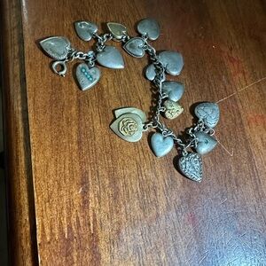 Heart Charm Bracelet in Silver and Gold